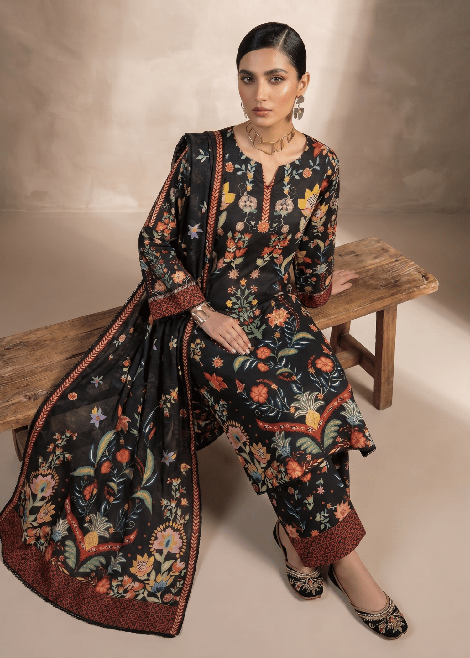 Black Kurta Set for Women