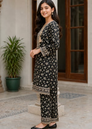 Black Kurta Set for Girl