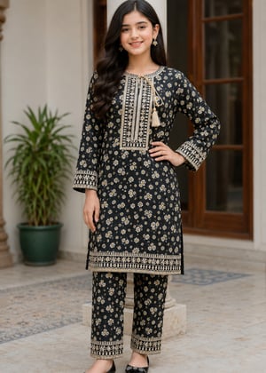 Black Kurta Set for Girl